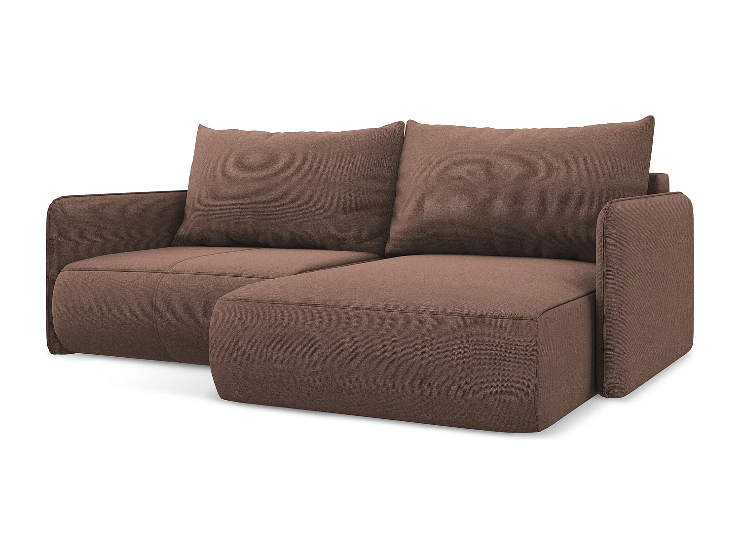 2,5-Sitzer Ecksofa mit Schlaffunktion - Ecke Rechts - Strukturstoff - Puderrosa - NANEA