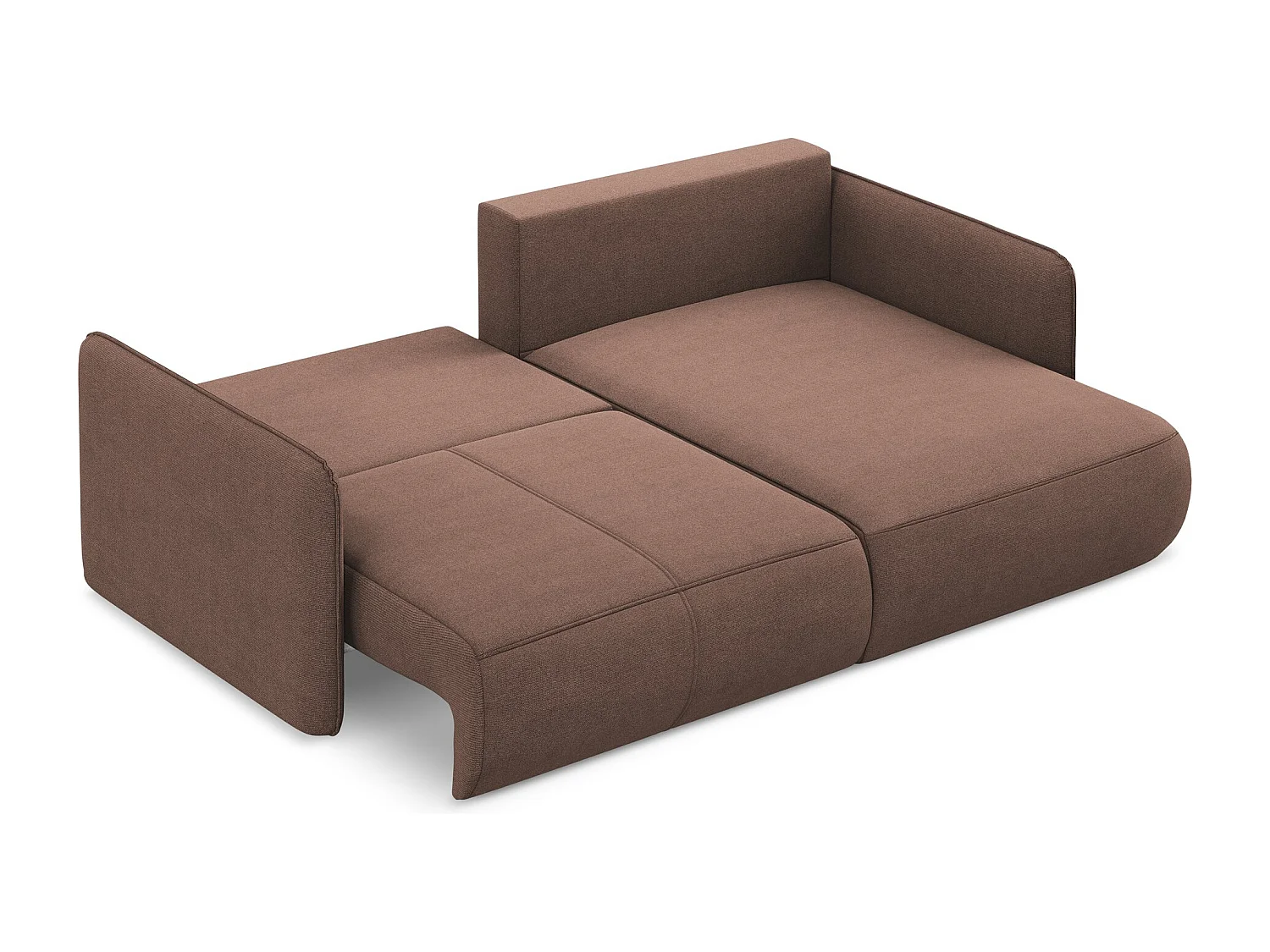 2,5-Sitzer Ecksofa mit Schlaffunktion - Ecke Rechts - Strukturstoff - Puderrosa - NANEA