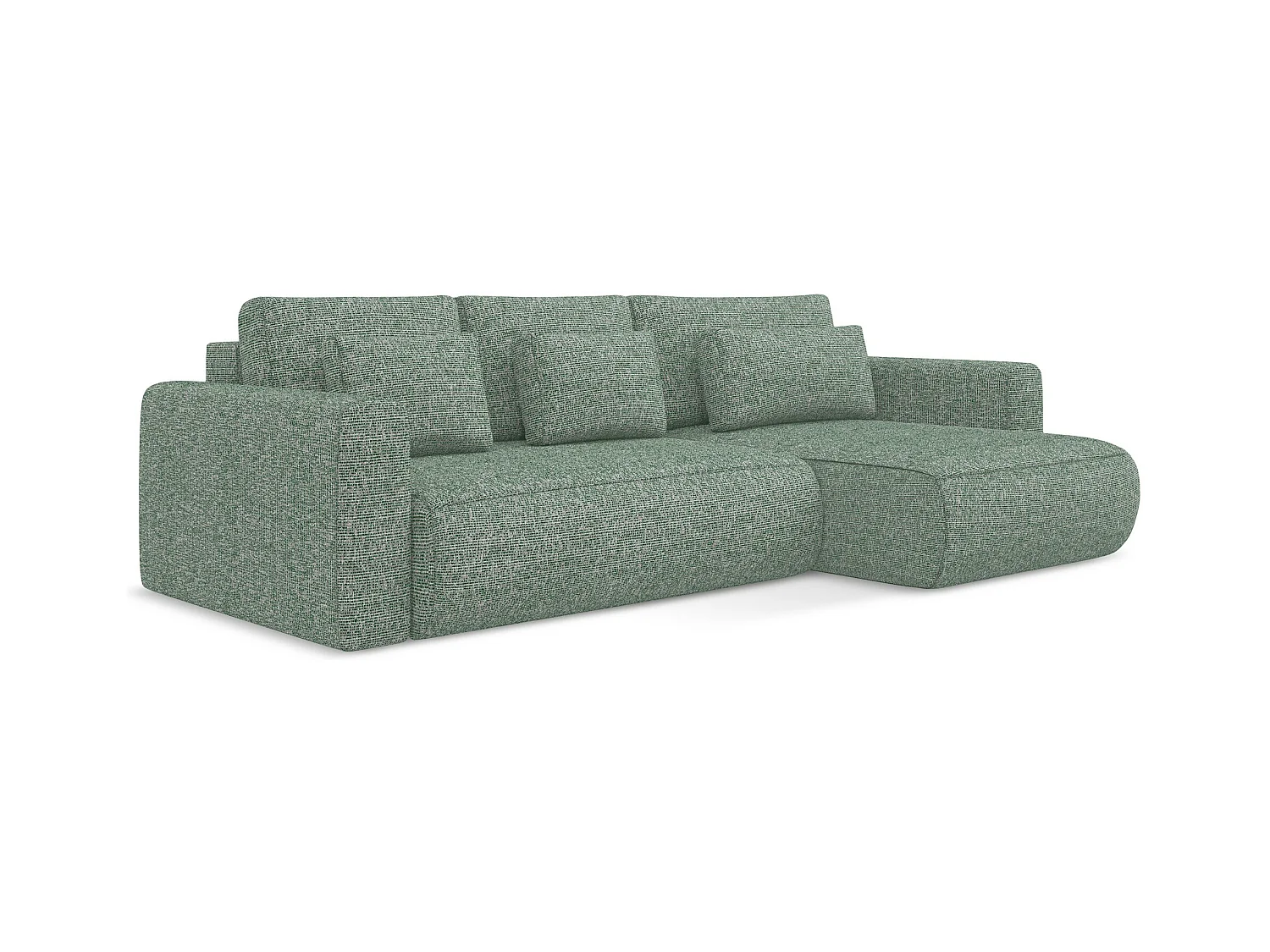 Ecksofa mit Schlaffunktion - Ecke Rechts - Strukturstoff - Hellgrün - KAPUA