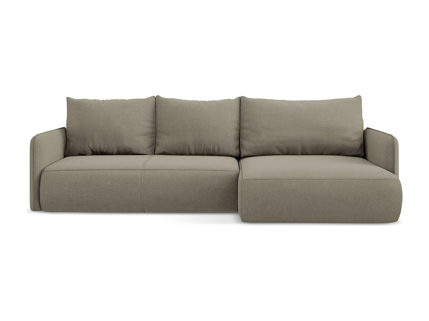 Ecksofa mit Schlaffunktion - Ecke Rechts - Strukturstoff - Dunkelbeige - NANEA