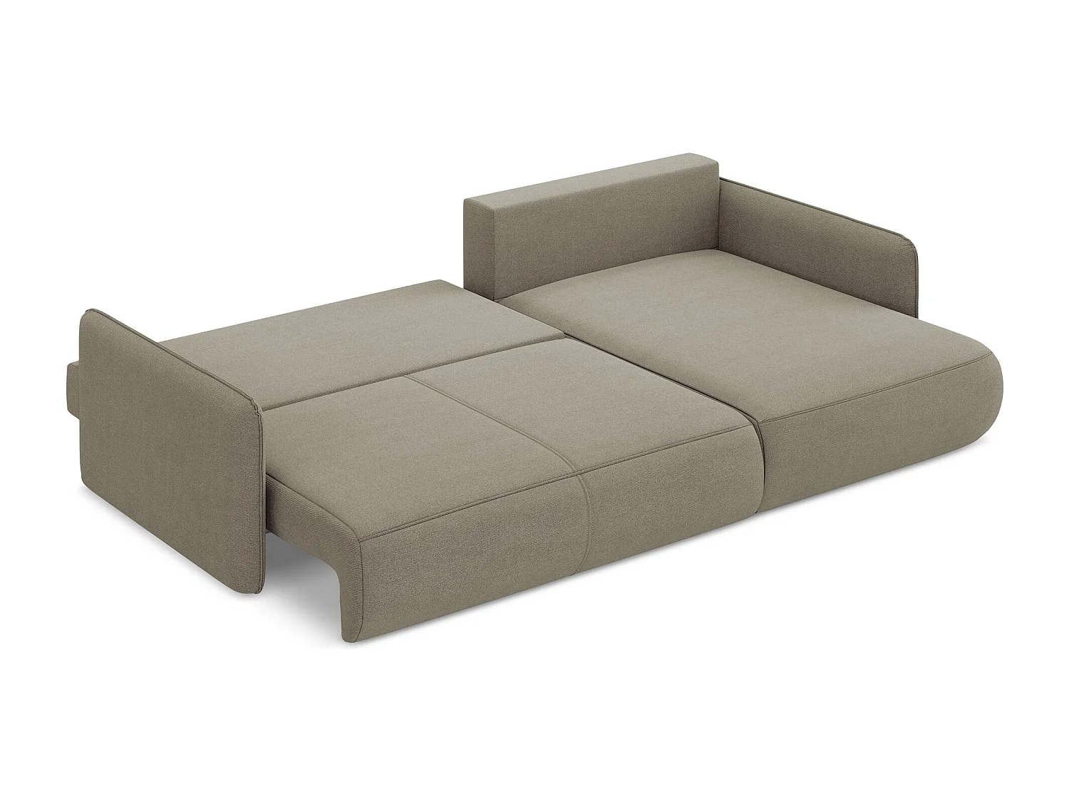 Ecksofa mit Schlaffunktion - Ecke Rechts - Strukturstoff - Dunkelbeige - NANEA