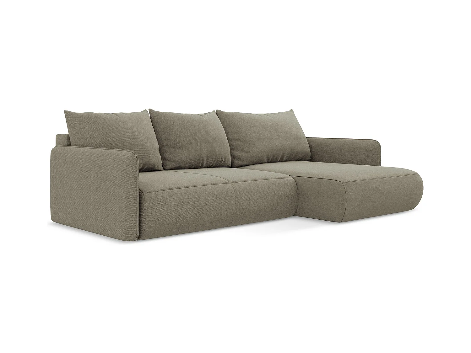 Ecksofa mit Schlaffunktion - Ecke Rechts - Strukturstoff - Dunkelbeige - NANEA