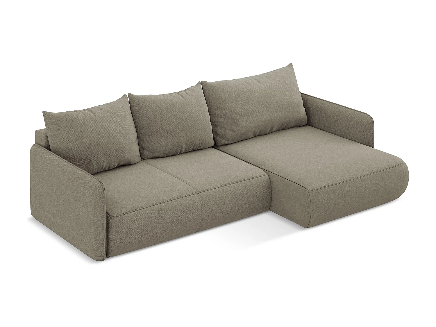 Ecksofa mit Schlaffunktion - Ecke Rechts - Strukturstoff - Dunkelbeige - NANEA