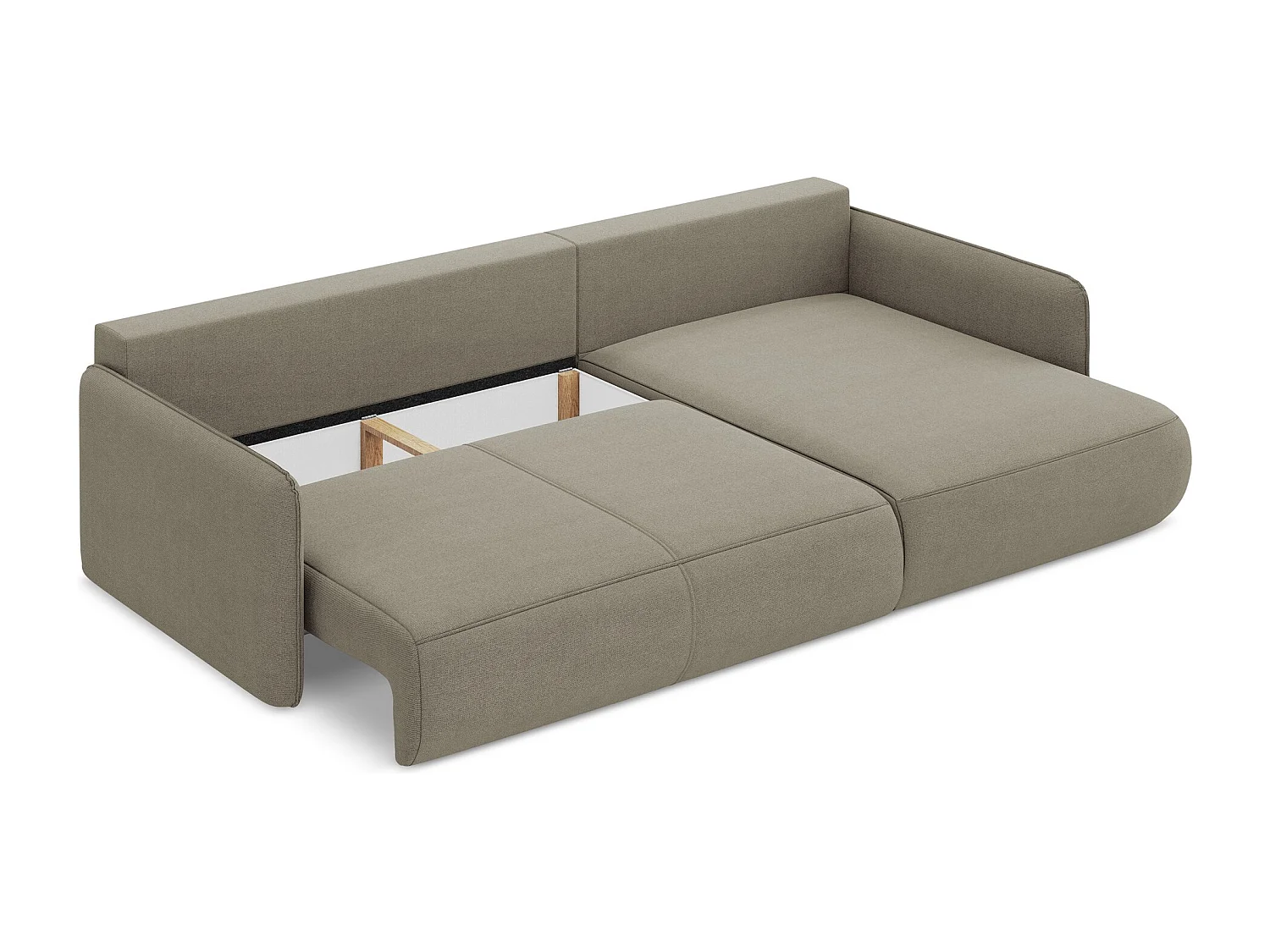 Ecksofa mit Schlaffunktion - Ecke Rechts - Strukturstoff - Dunkelbeige - NANEA
