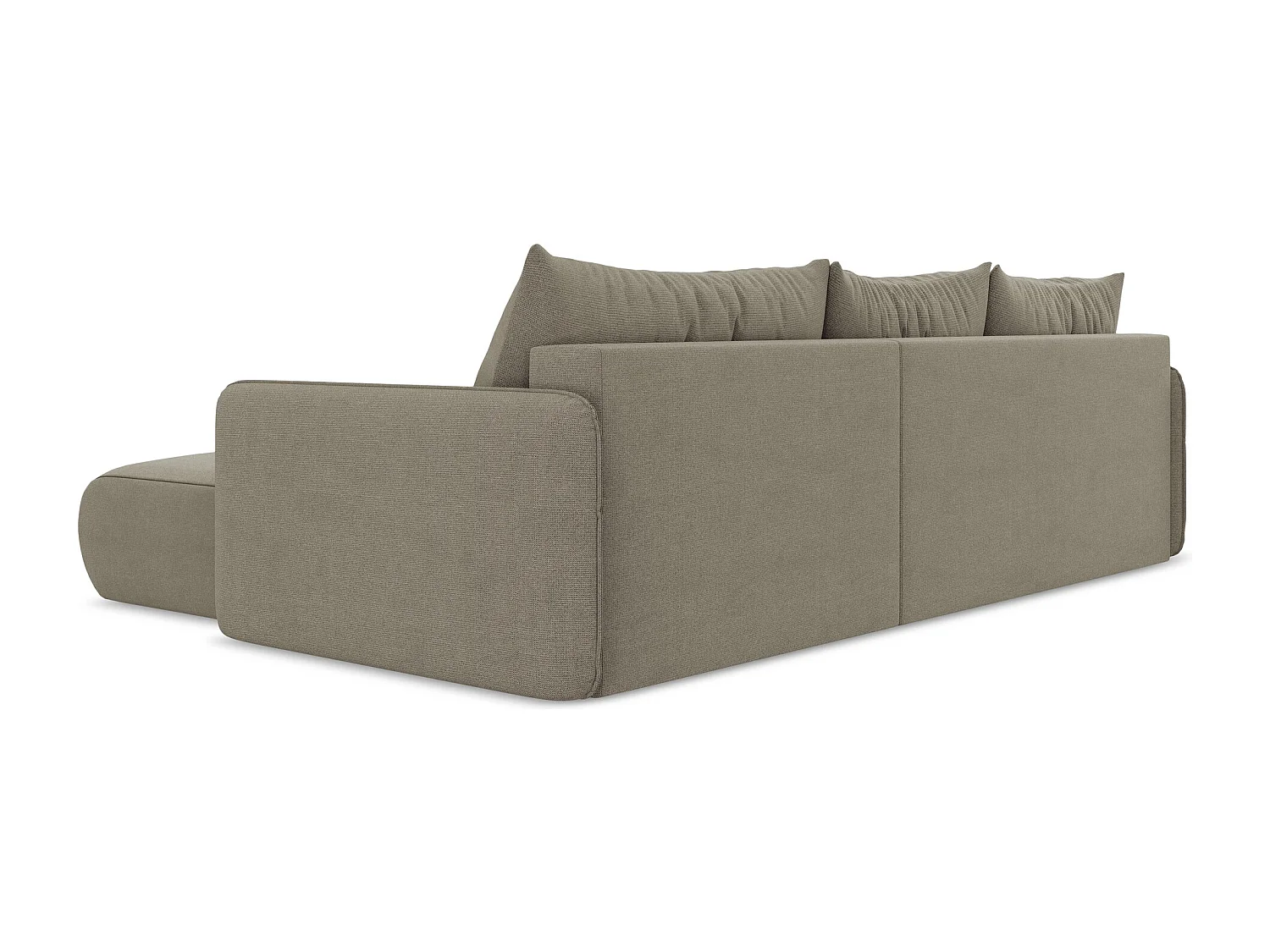 Ecksofa mit Schlaffunktion - Ecke Rechts - Strukturstoff - Dunkelbeige - NANEA