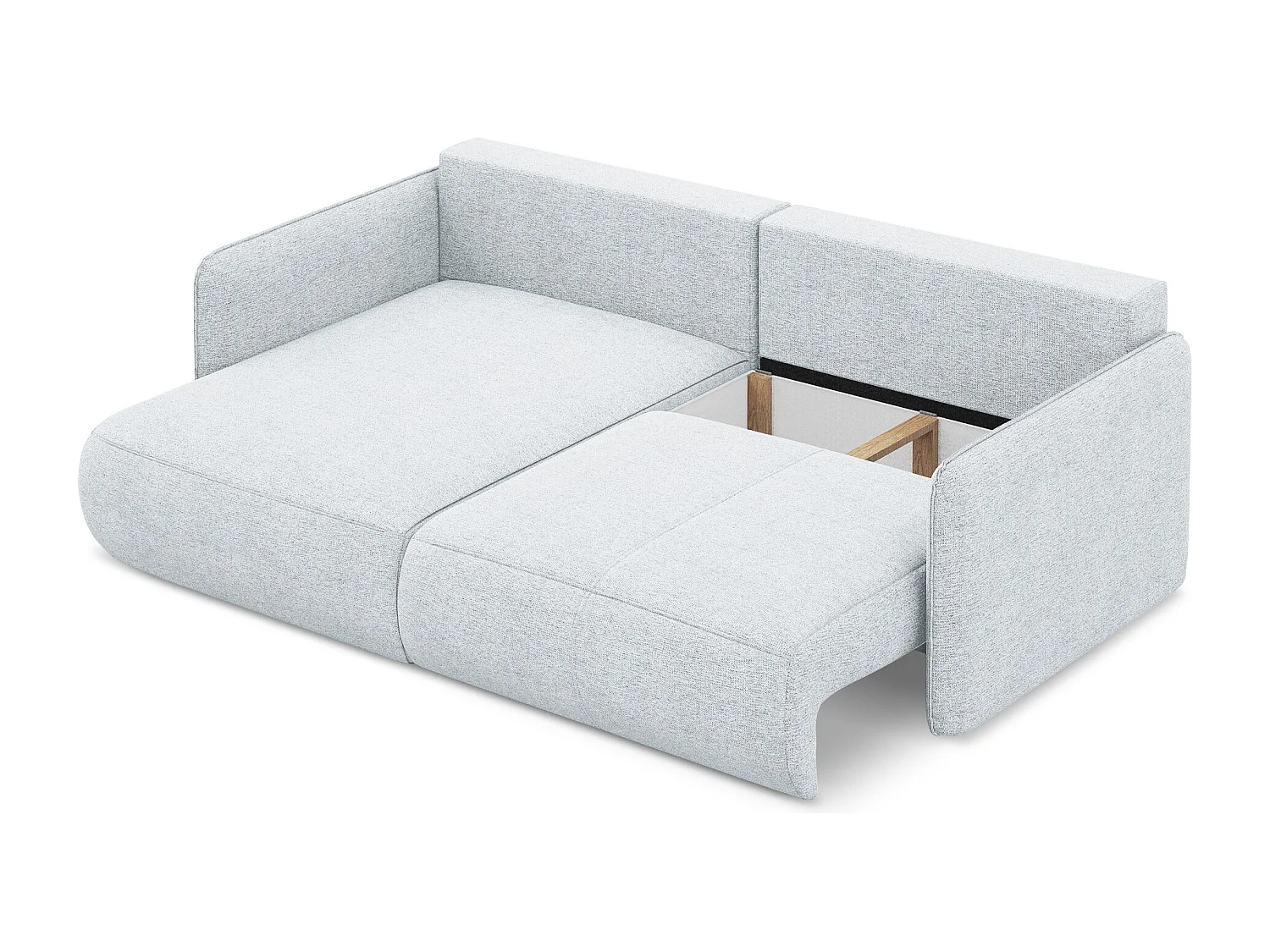 Canapé d’angle 2,5 places gauche convertible en tissu chenille - bleu clair - NANEA