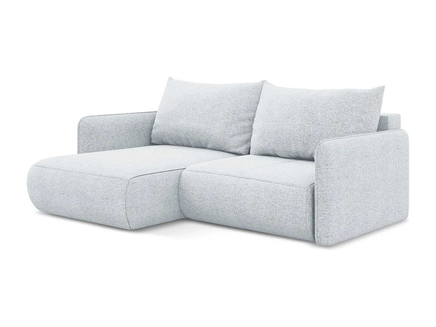 Canapé d’angle 2,5 places gauche convertible en tissu chenille - bleu clair - NANEA