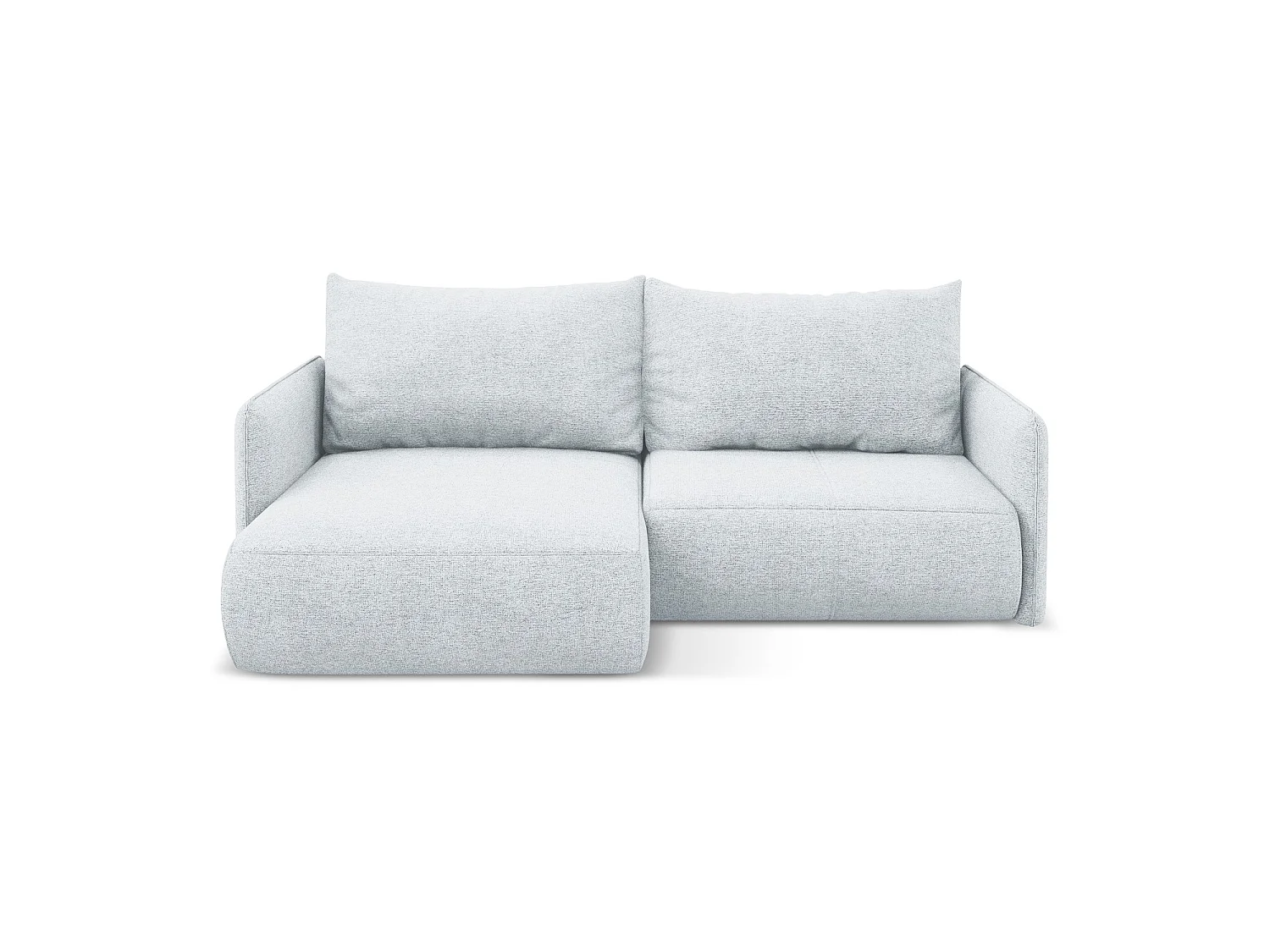 Hoekslaapbank links van lichtblauw chenille stof - PALERMO