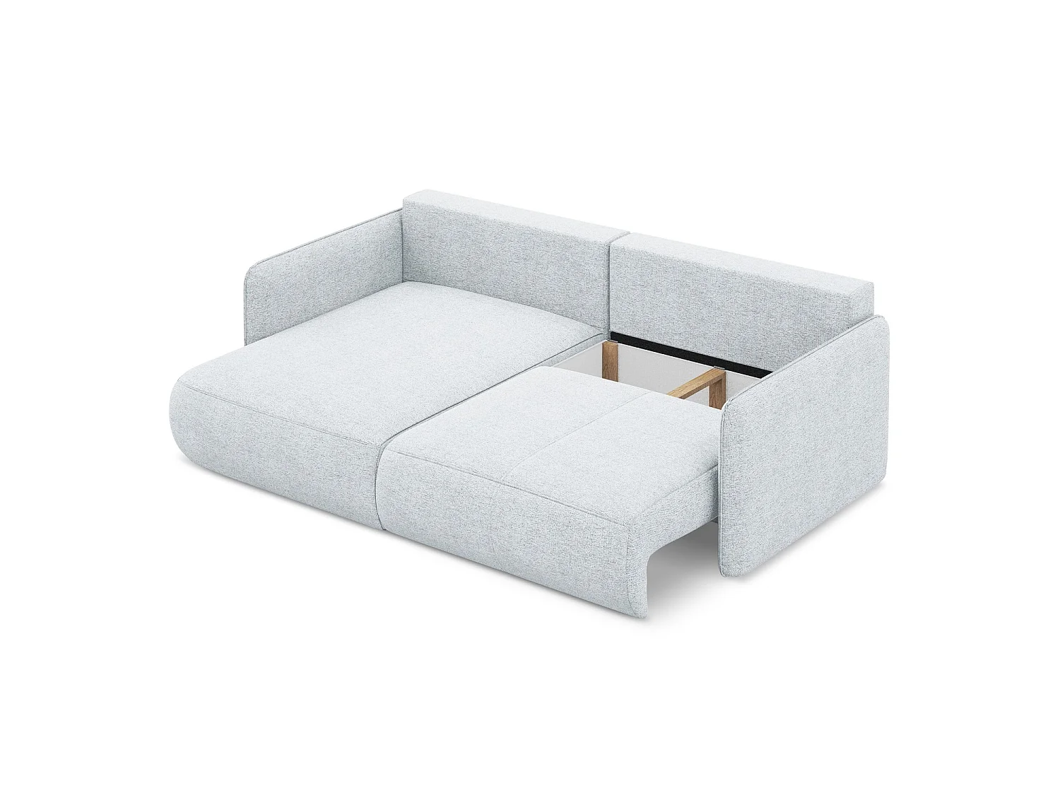 Hoekslaapbank links van lichtblauw chenille stof - PALERMO