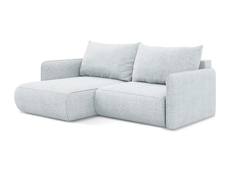 Canapé d’angle 2,5 places gauche convertible en tissu chenille - bleu clair - NANEA