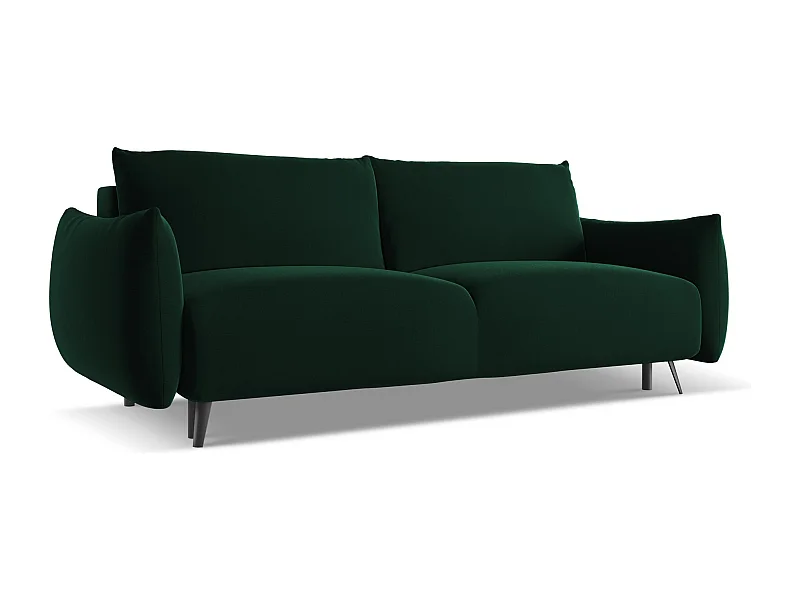 3-Sitzer Sofa mit Schlaffunktion - - Samt - Flaschengrün - MALIE