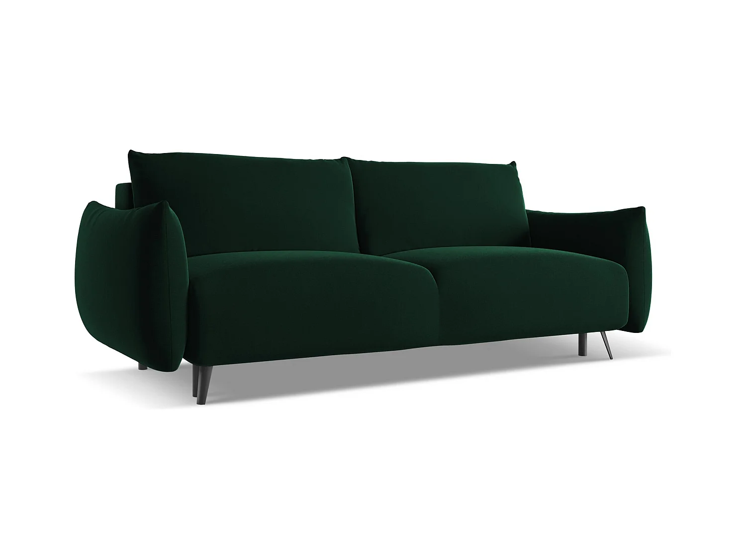 3-Sitzer Sofa mit Schlaffunktion - - Samt - Flaschengrün - MALIE