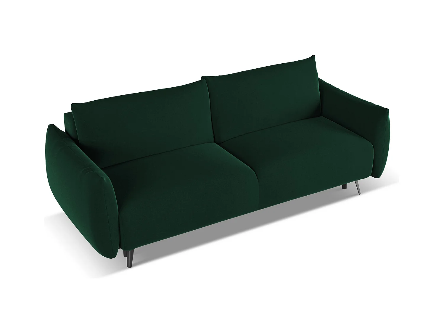 3-Sitzer Sofa mit Schlaffunktion - - Samt - Flaschengrün - MALIE