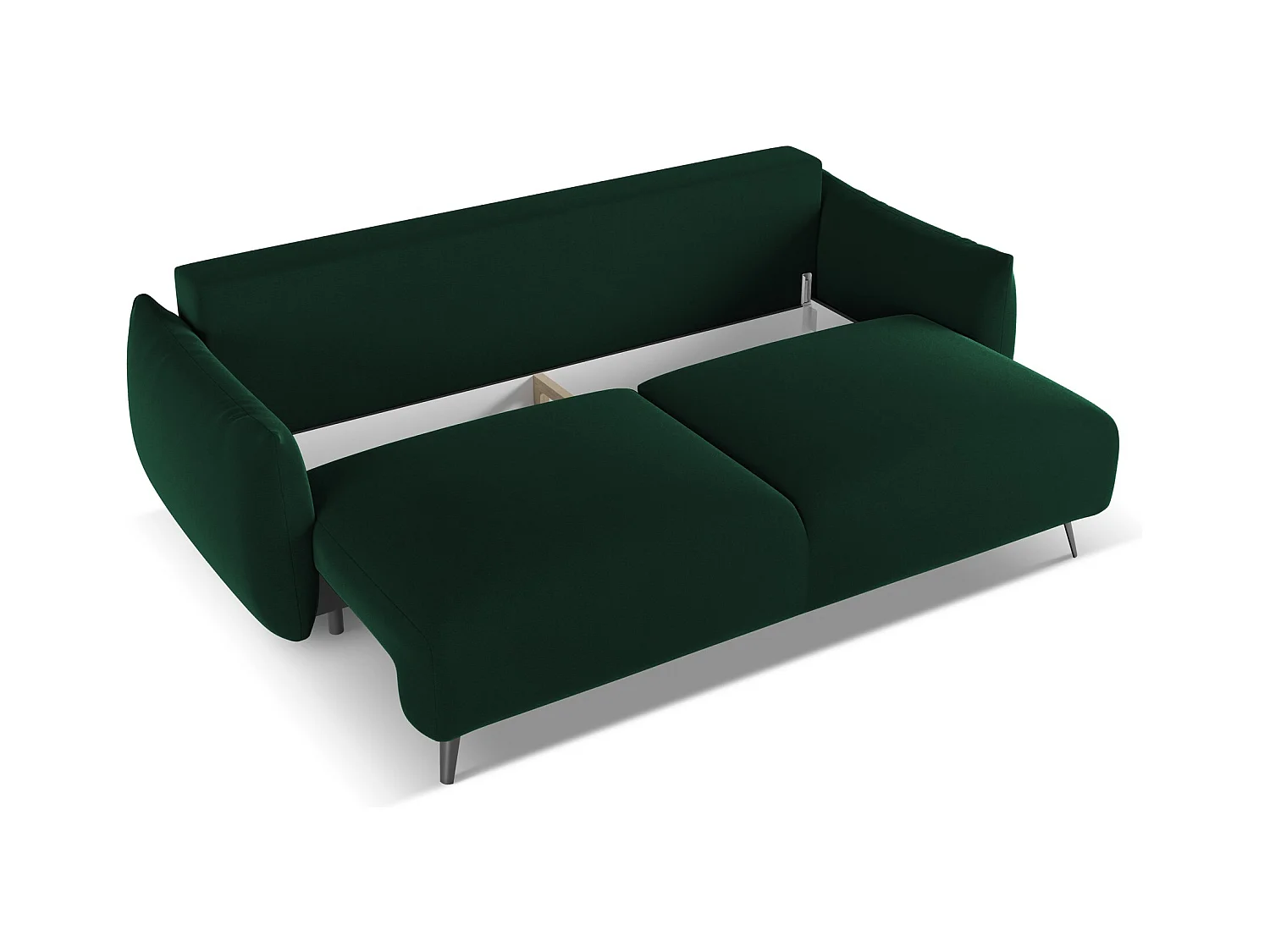 3-Sitzer Sofa mit Schlaffunktion - - Samt - Flaschengrün - MALIE