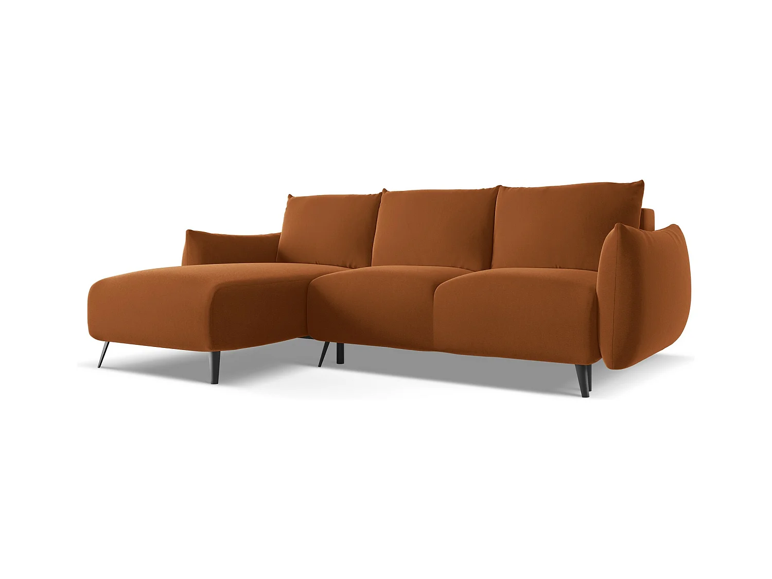 3-Sitzer Ecksofa mit Schlaffunktion - Ecke Links - Samt - Terrakotta - MALIE