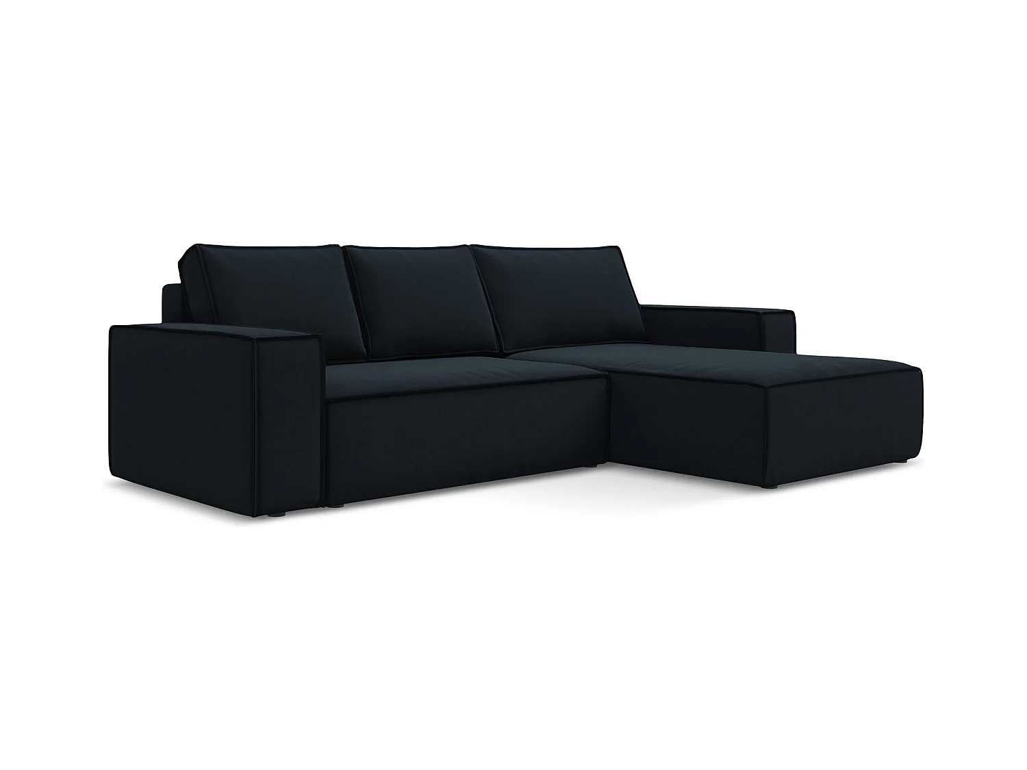 Ecksofa mit Schlaffunktion - Ecke Rechts - Samt - Königsblau - KIMO