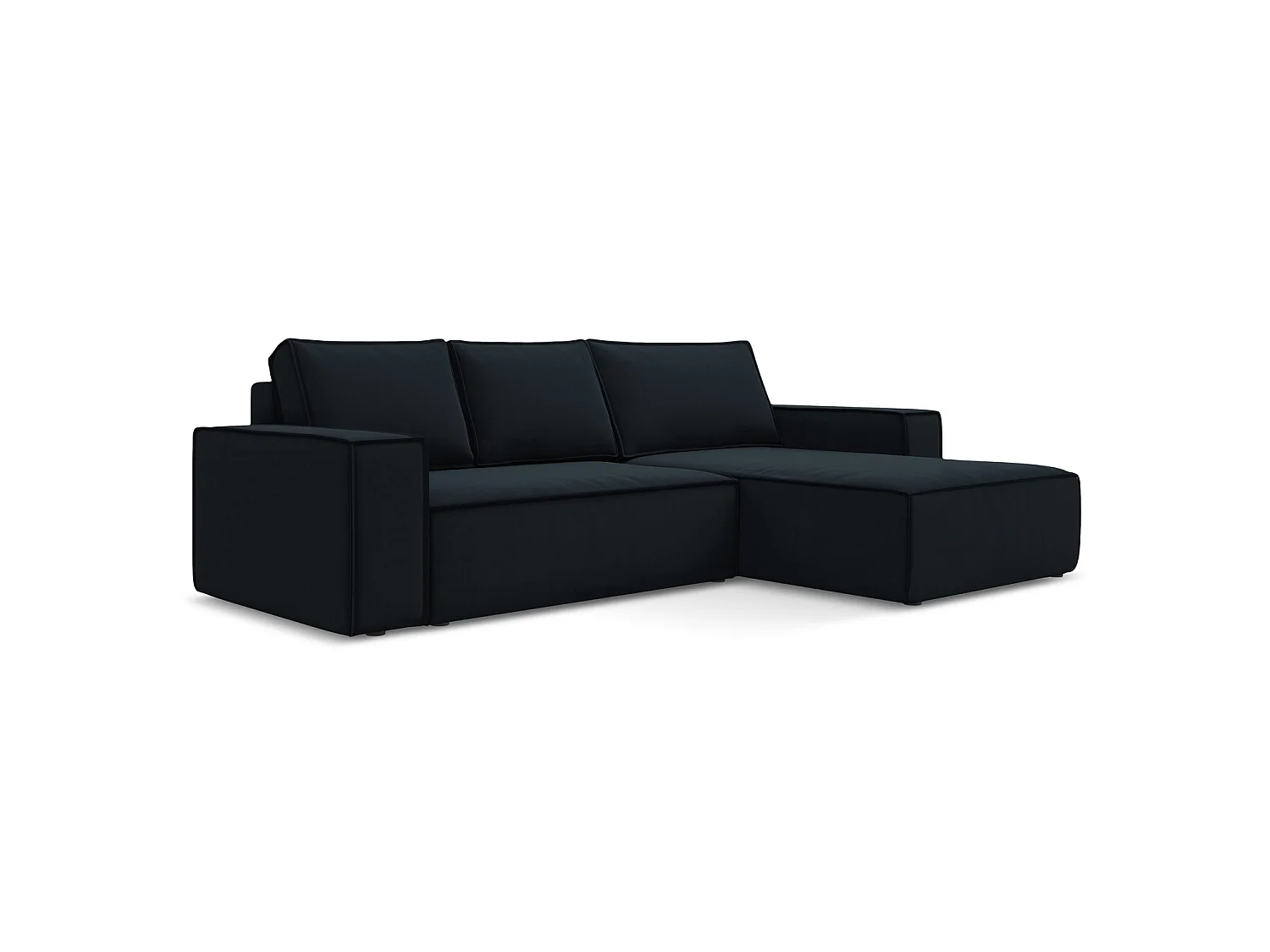Ecksofa mit Schlaffunktion - Ecke Rechts - Samt - Königsblau - LIVORNO