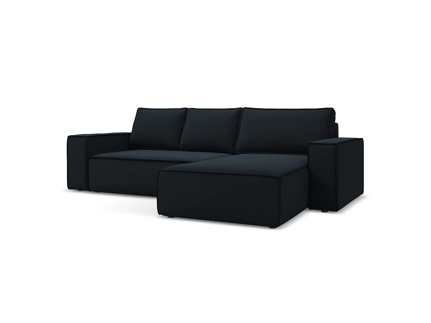 Ecksofa mit Schlaffunktion - Ecke Rechts - Samt - Königsblau - LIVORNO