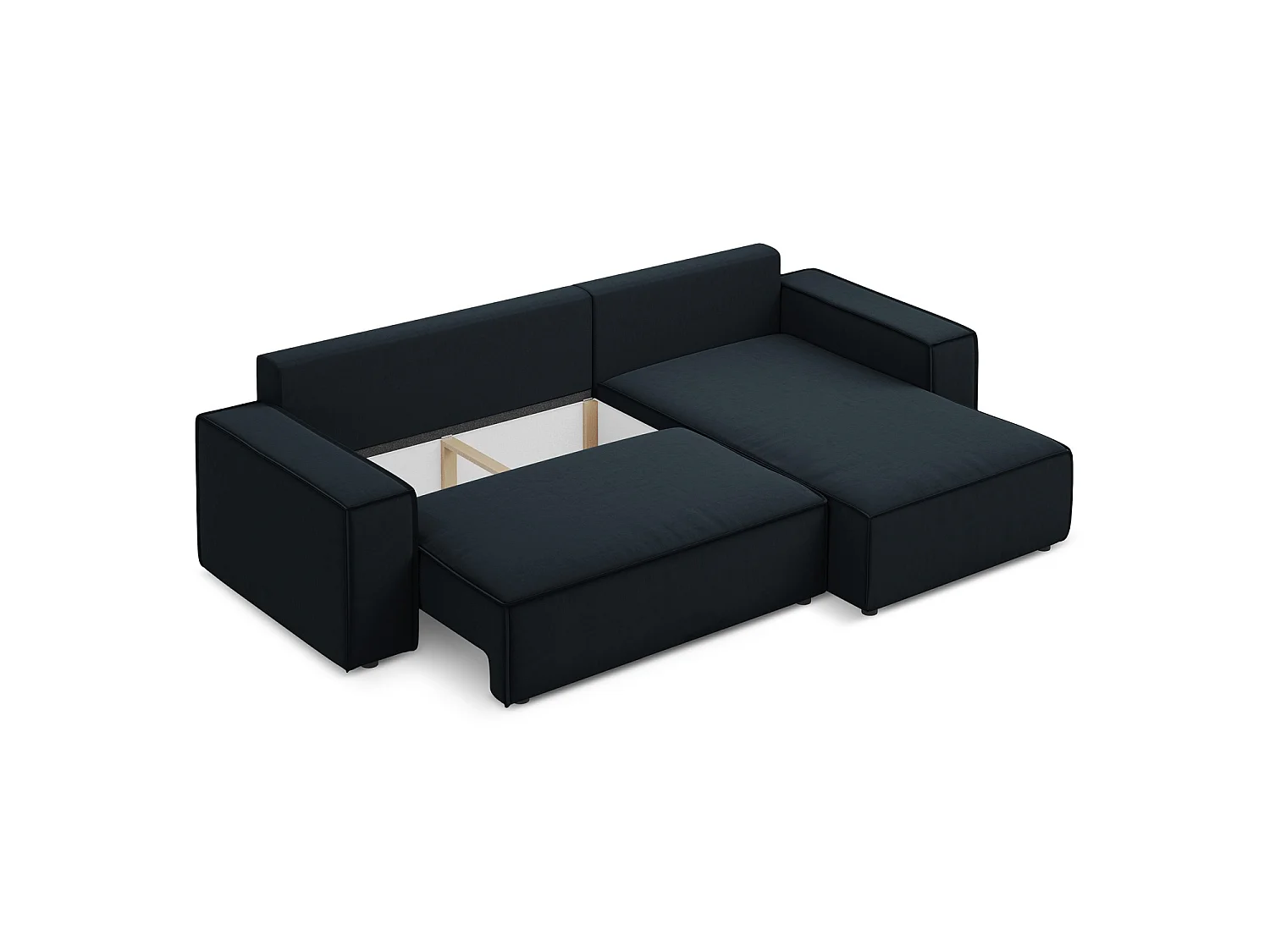 Ecksofa mit Schlaffunktion - Ecke Rechts - Samt - Königsblau - LIVORNO