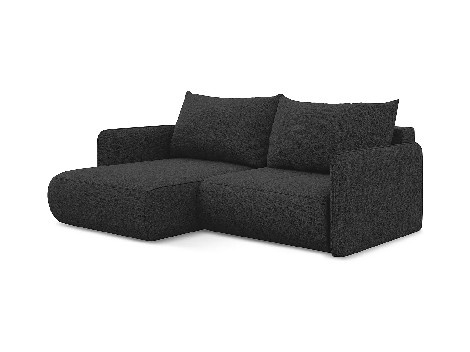 Canapé d’angle 2,5 places gauche convertible en tissu chenille - anthracite - NANEA