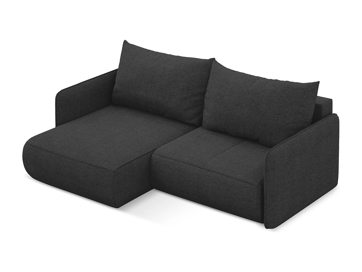 Hoekslaapbank links van antraciet chenille stof - NANEA