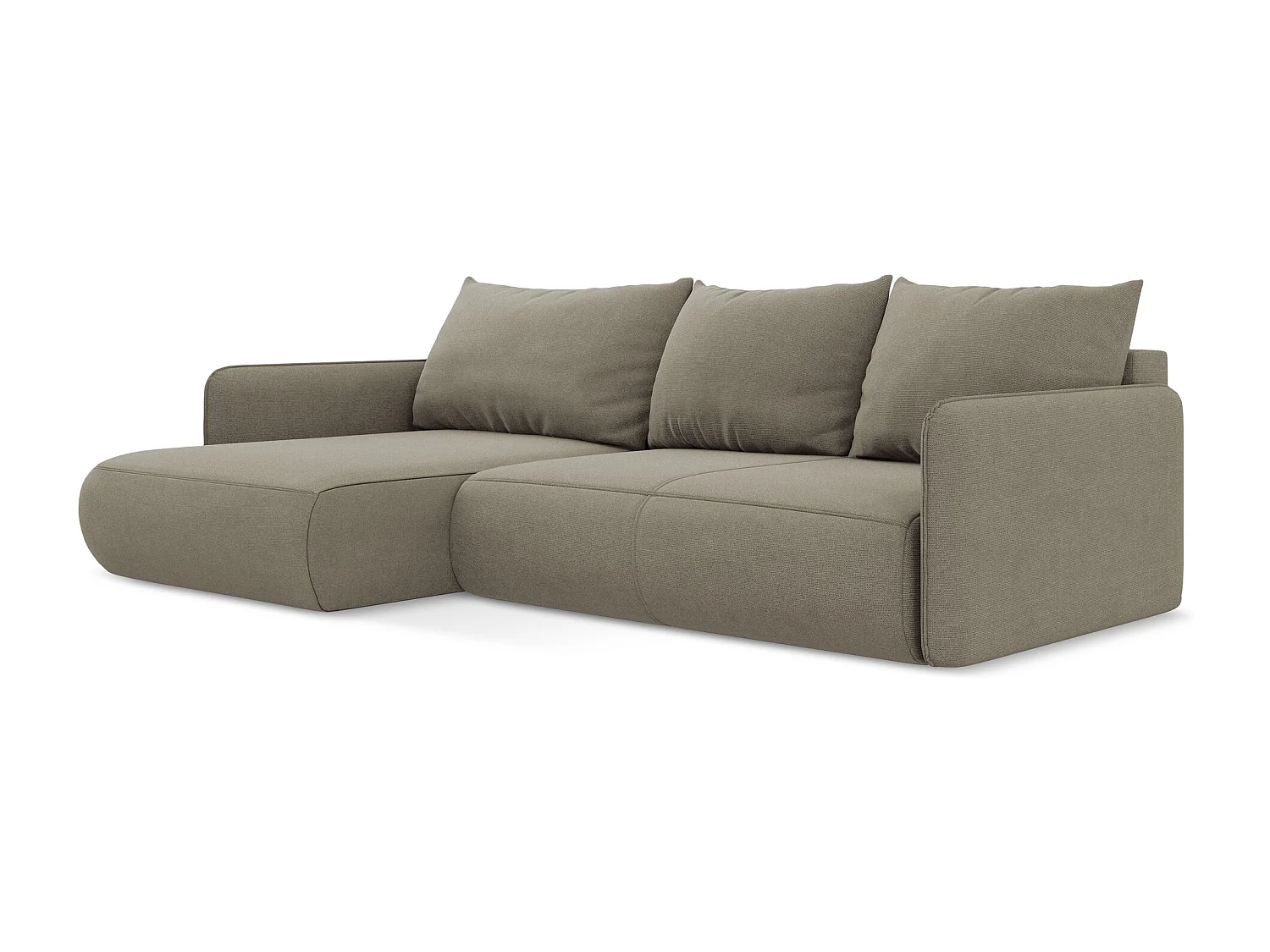 3-Sitzer Ecksofa mit Schlaffunktion - Ecke Links - Strukturstoff - Dunkelbeige - NANEA