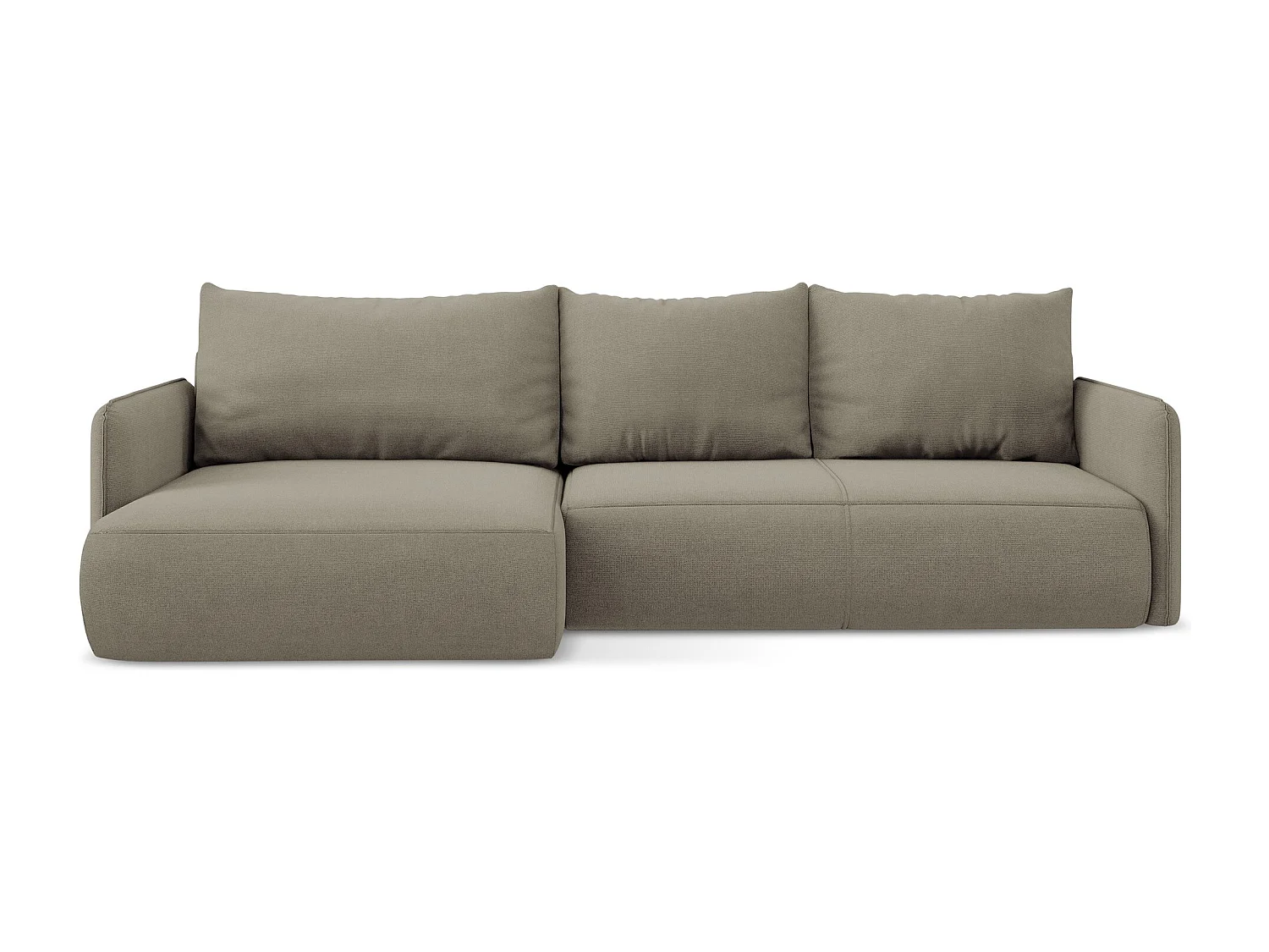 3-Sitzer Ecksofa mit Schlaffunktion - Ecke Links - Strukturstoff - Dunkelbeige - NANEA
