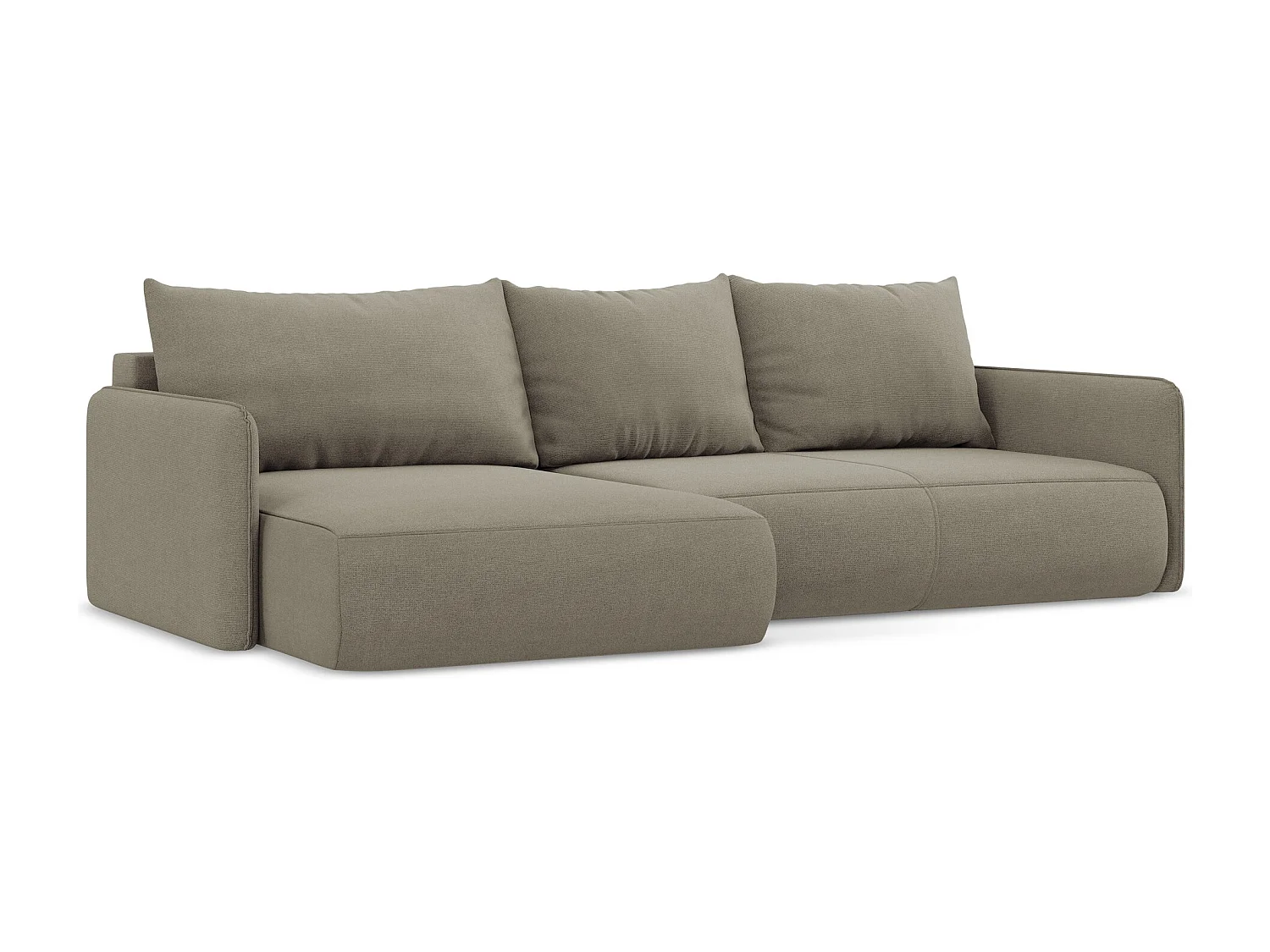 3-Sitzer Ecksofa mit Schlaffunktion - Ecke Links - Strukturstoff - Dunkelbeige - NANEA