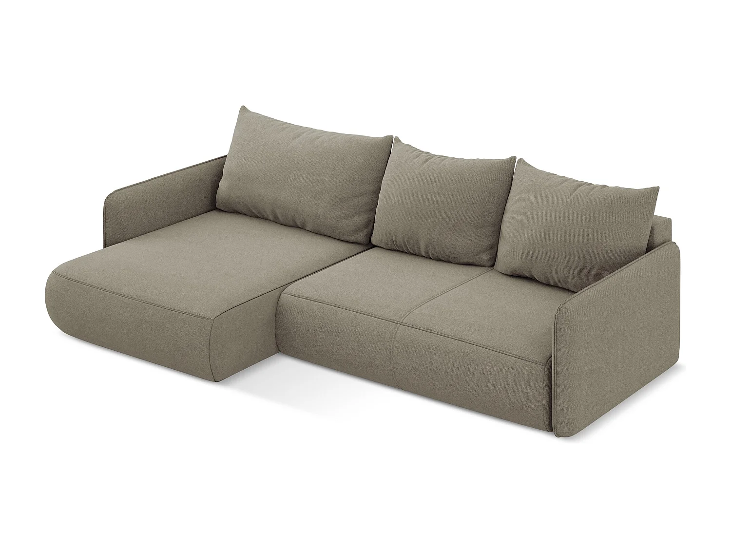 3-Sitzer Ecksofa mit Schlaffunktion - Ecke Links - Strukturstoff - Dunkelbeige - NANEA