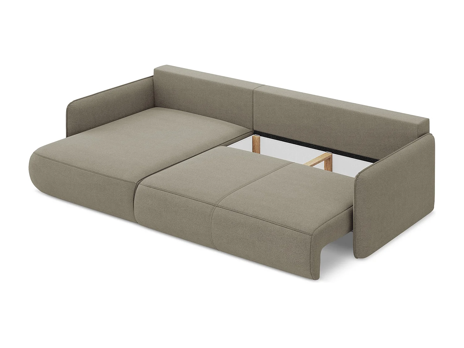 3-Sitzer Ecksofa mit Schlaffunktion - Ecke Links - Strukturstoff - Dunkelbeige - NANEA