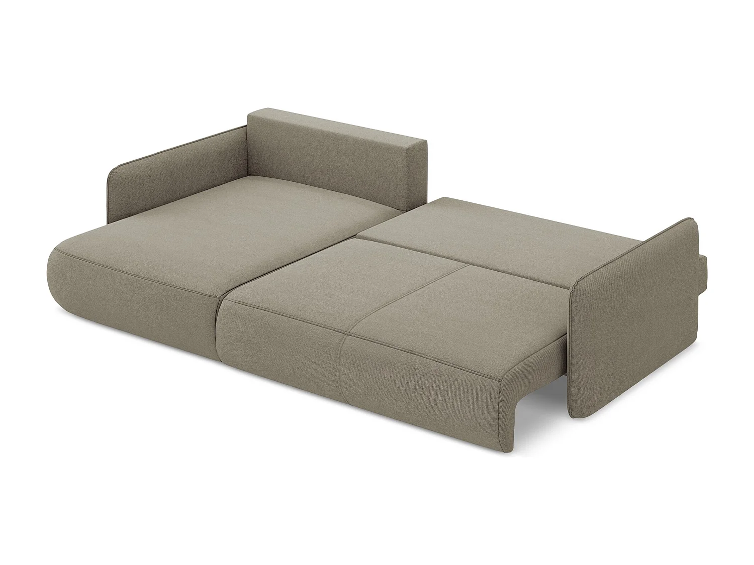 3-Sitzer Ecksofa mit Schlaffunktion - Ecke Links - Strukturstoff - Dunkelbeige - NANEA