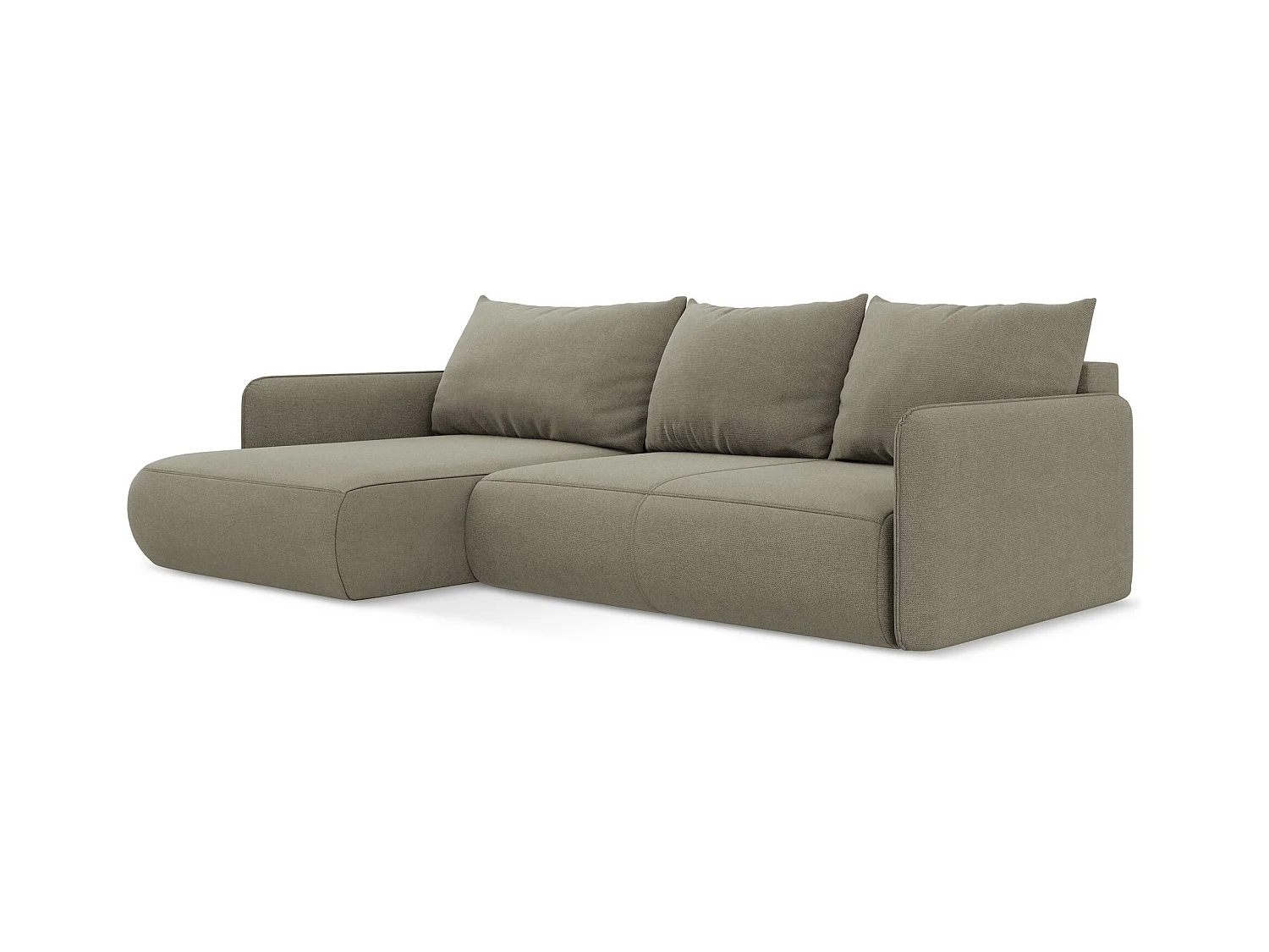 3-Sitzer Ecksofa mit Schlaffunktion - Ecke Links - Strukturstoff - Dunkelbeige - NANEA
