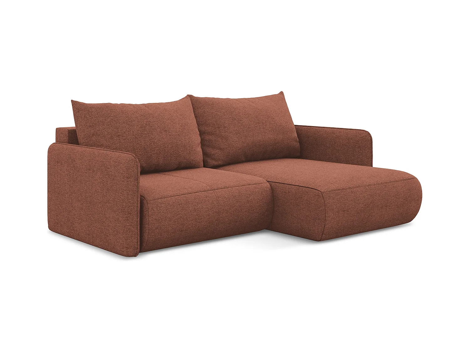 Canapé d’angle 2,5 places droit convertible en tissu chenille - rose sourd - NANEA
