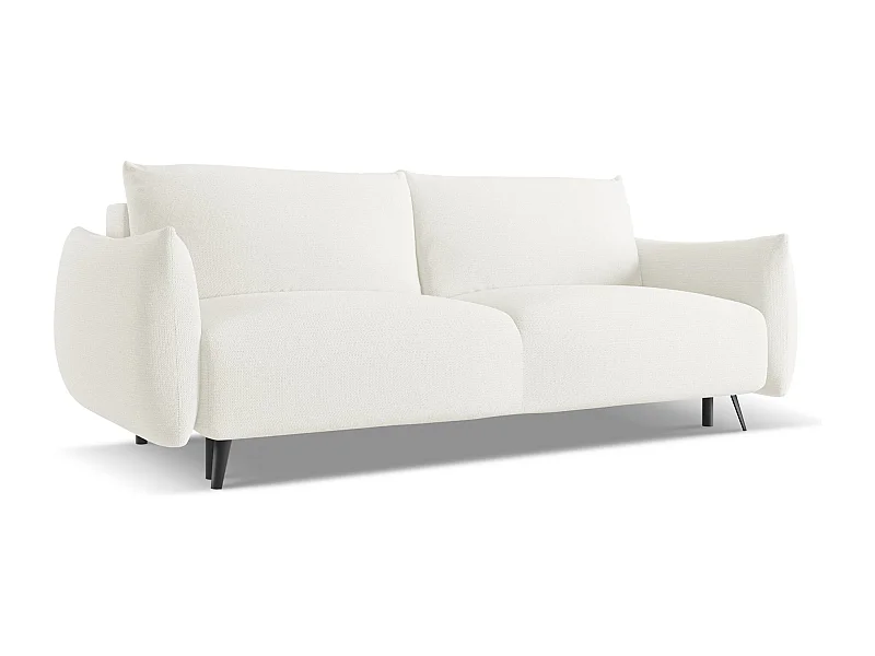 Driezits-slaapbank van wit chenille stof - MALIE