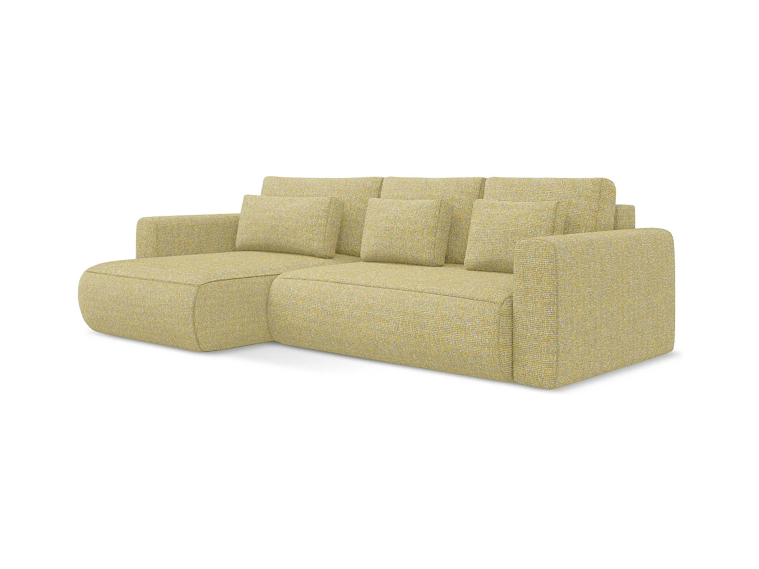 Canapé d’angle 3 places gauche convertible en tissu texturé - moutarde - KAPUA