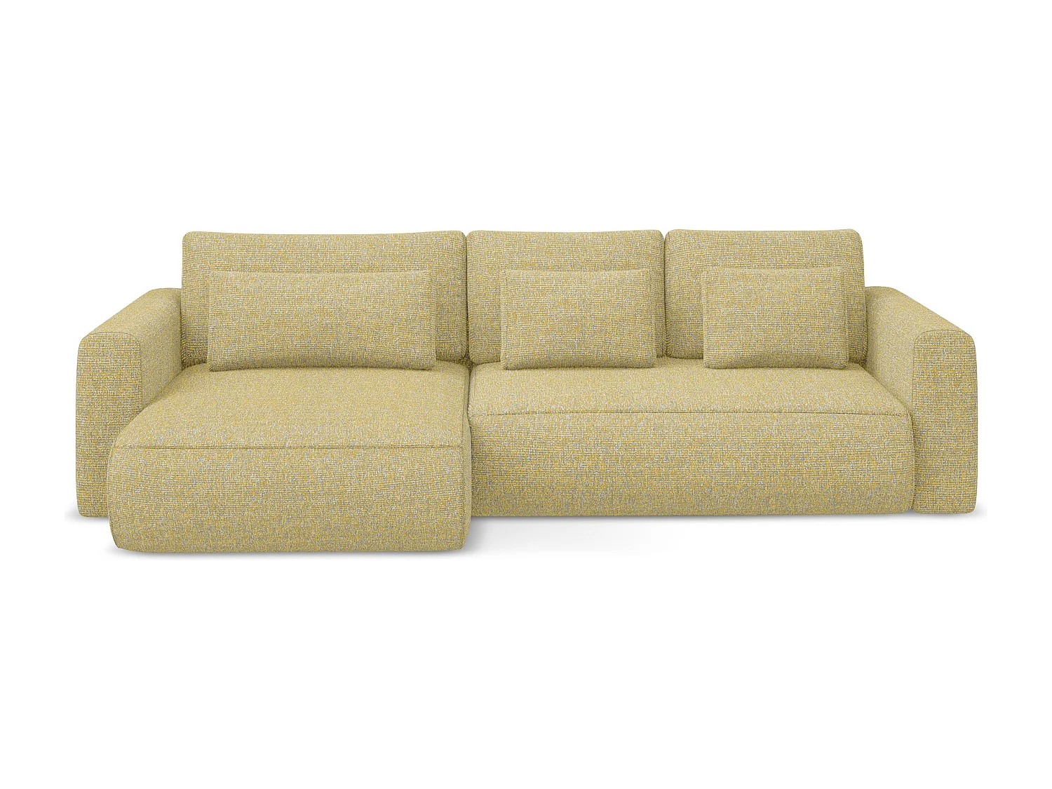 Narożnik lewostronny z funkcją spania - z tkaniny strukturalnej - musztardowy - KAPUA