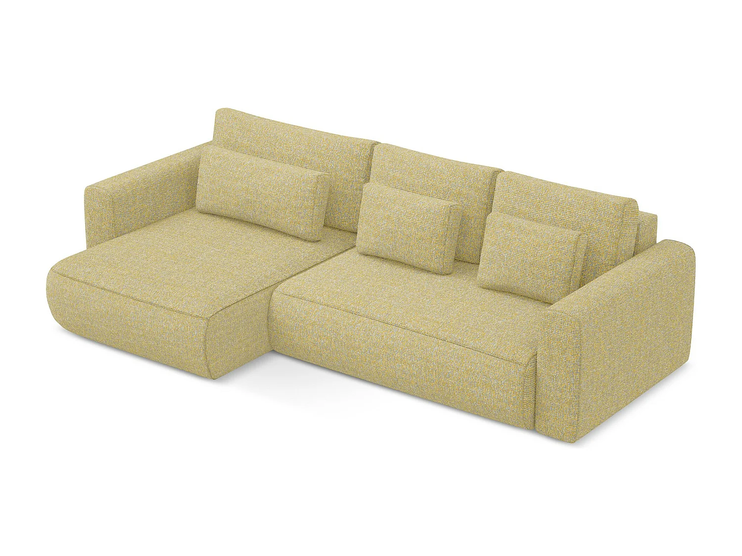 Narożnik lewostronny z funkcją spania - z tkaniny strukturalnej - musztardowy - KAPUA