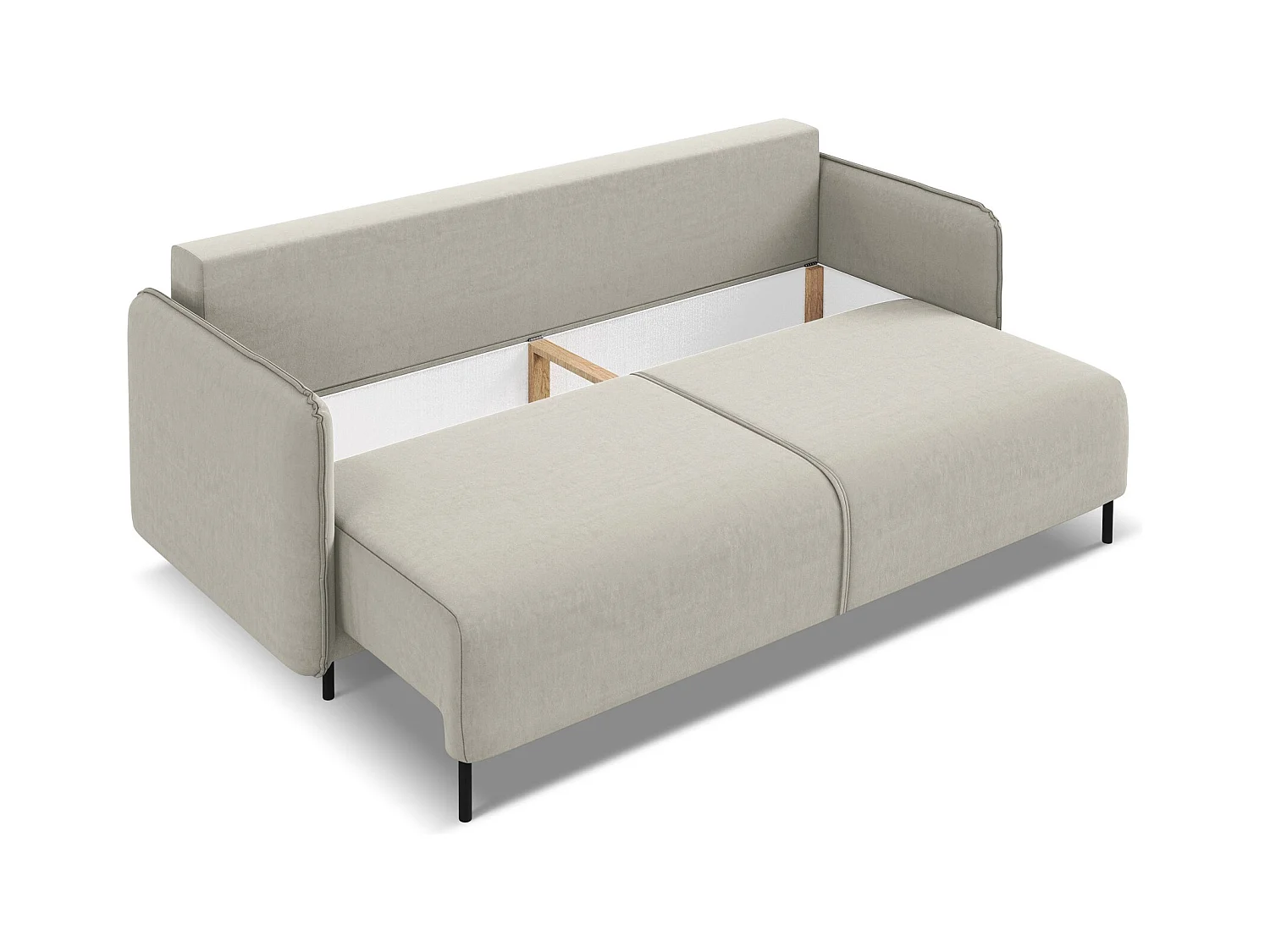 Canapé 3 places convertible en velours - perle - LUANA