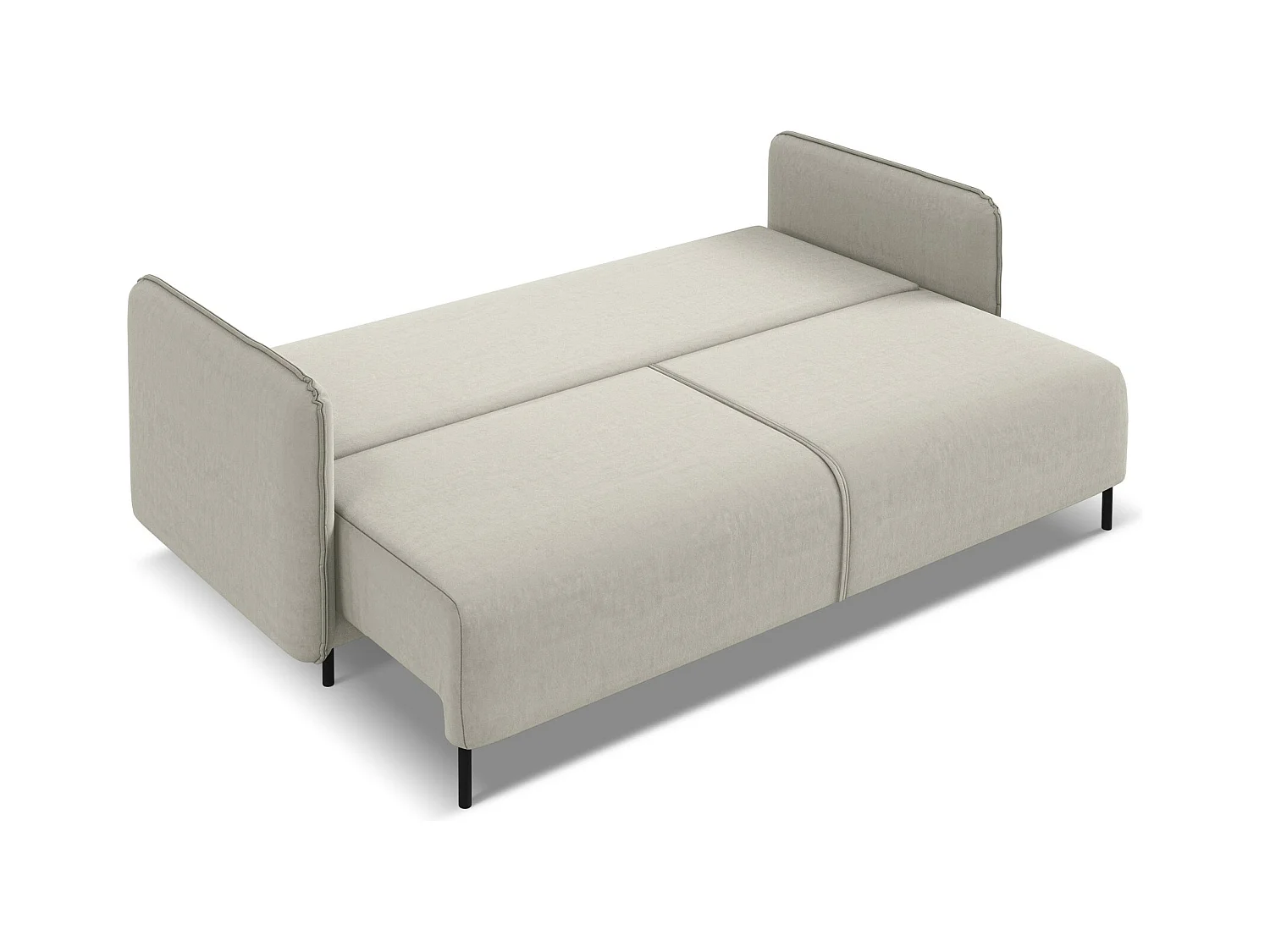 Canapé 3 places convertible en velours - perle - LUANA