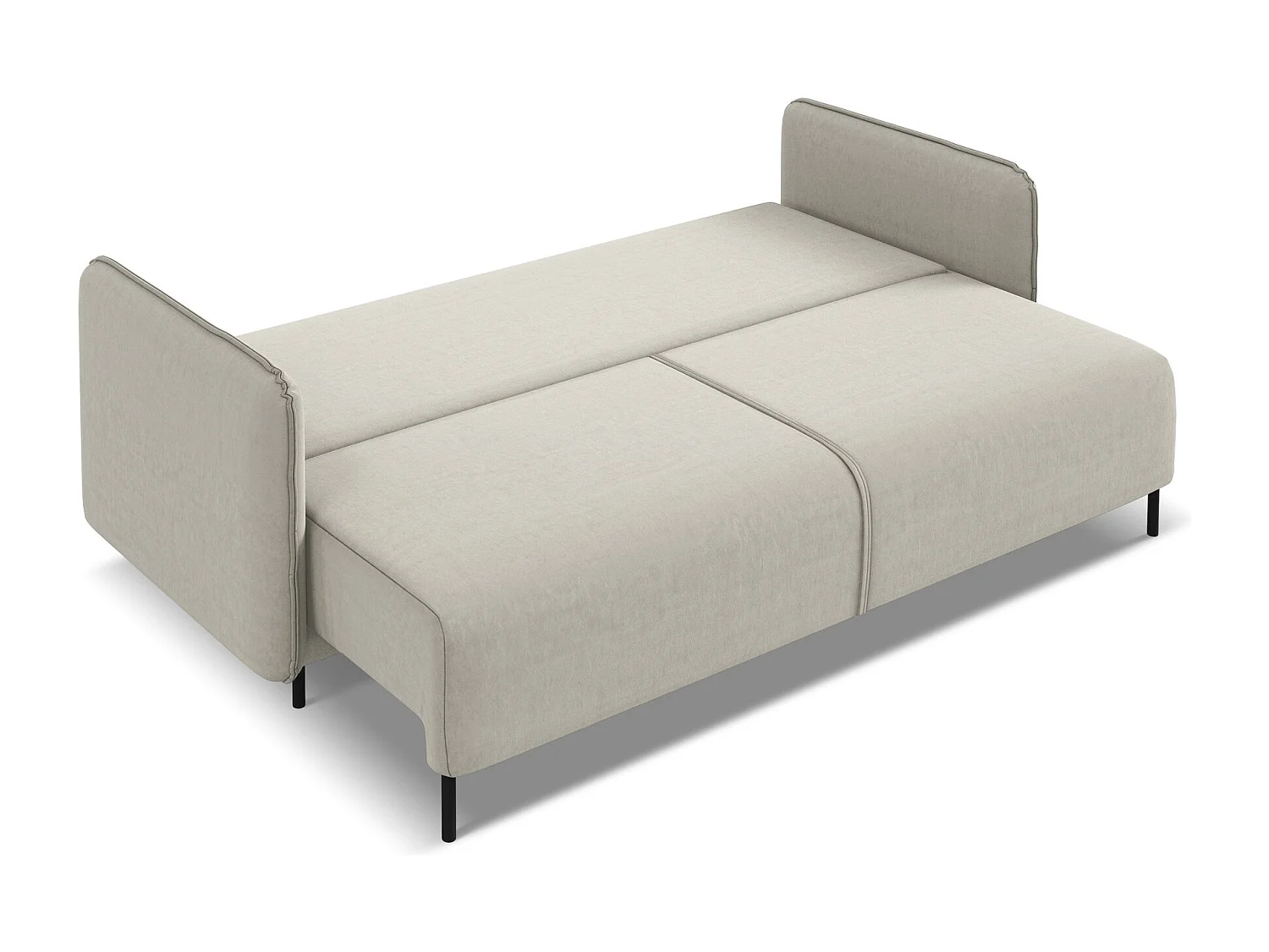 Canapé 3 places convertible en velours - perle - LUANA