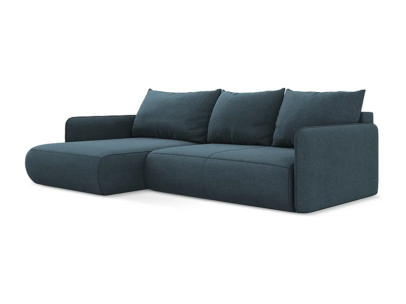 3-Sitzer Ecksofa mit Schlaffunktion - Ecke Links - Strukturstoff - Jeans - NANEA
