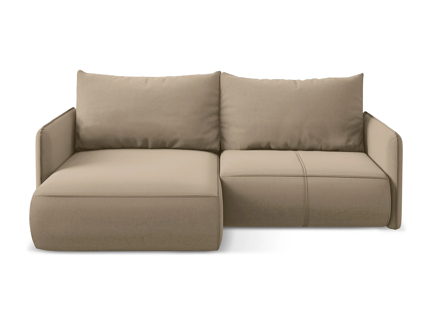 2,5-Sitzer Ecksofa mit Schlaffunktion - Ecke Links - Samt - Hell beige - NANEA