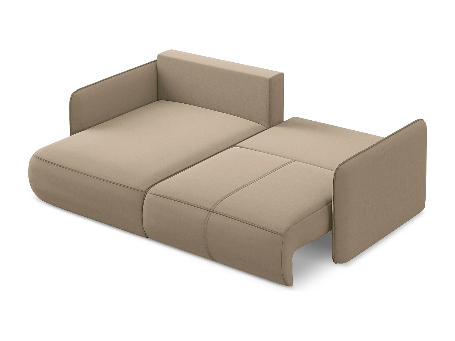2,5-Sitzer Ecksofa mit Schlaffunktion - Ecke Links - Samt - Hell beige - NANEA