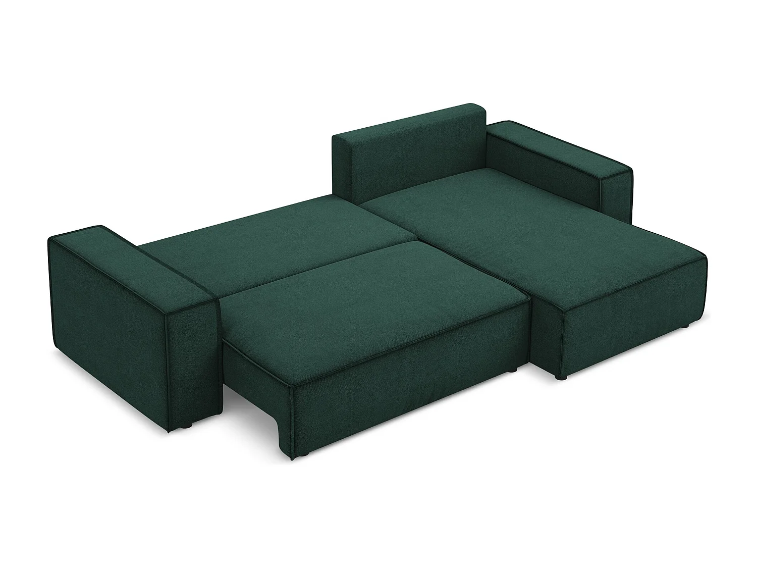 Ecksofa mit Schlaffunktion - Ecke Rechts - Strukturstoff - Flaschengrün - KIMO