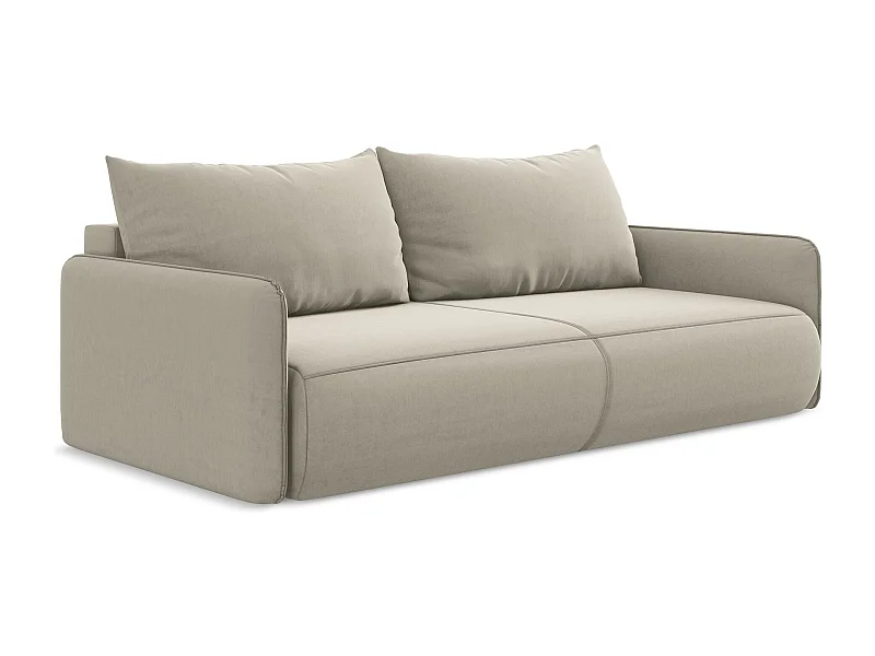 3-Sitzer Sofa mit Schlaffunktion - - Samt - Perle - NANEA