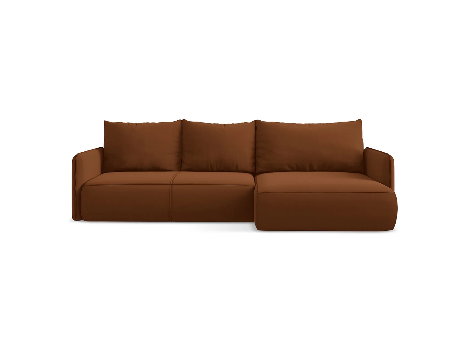 Ecksofa mit Schlaffunktion - Ecke Rechts - Samt - Terrakotta - PALERMO