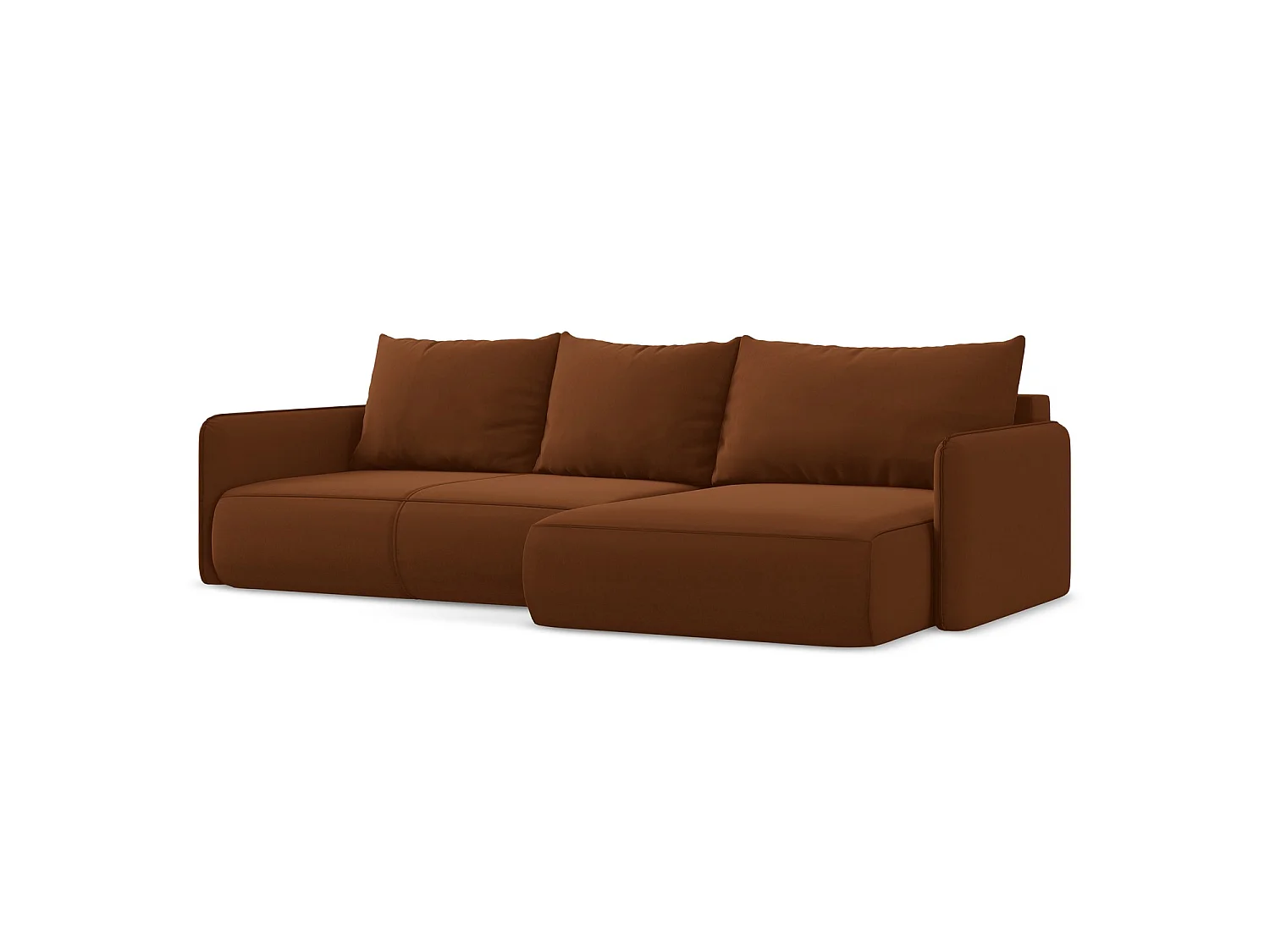 Ecksofa mit Schlaffunktion - Ecke Rechts - Samt - Terrakotta - PALERMO