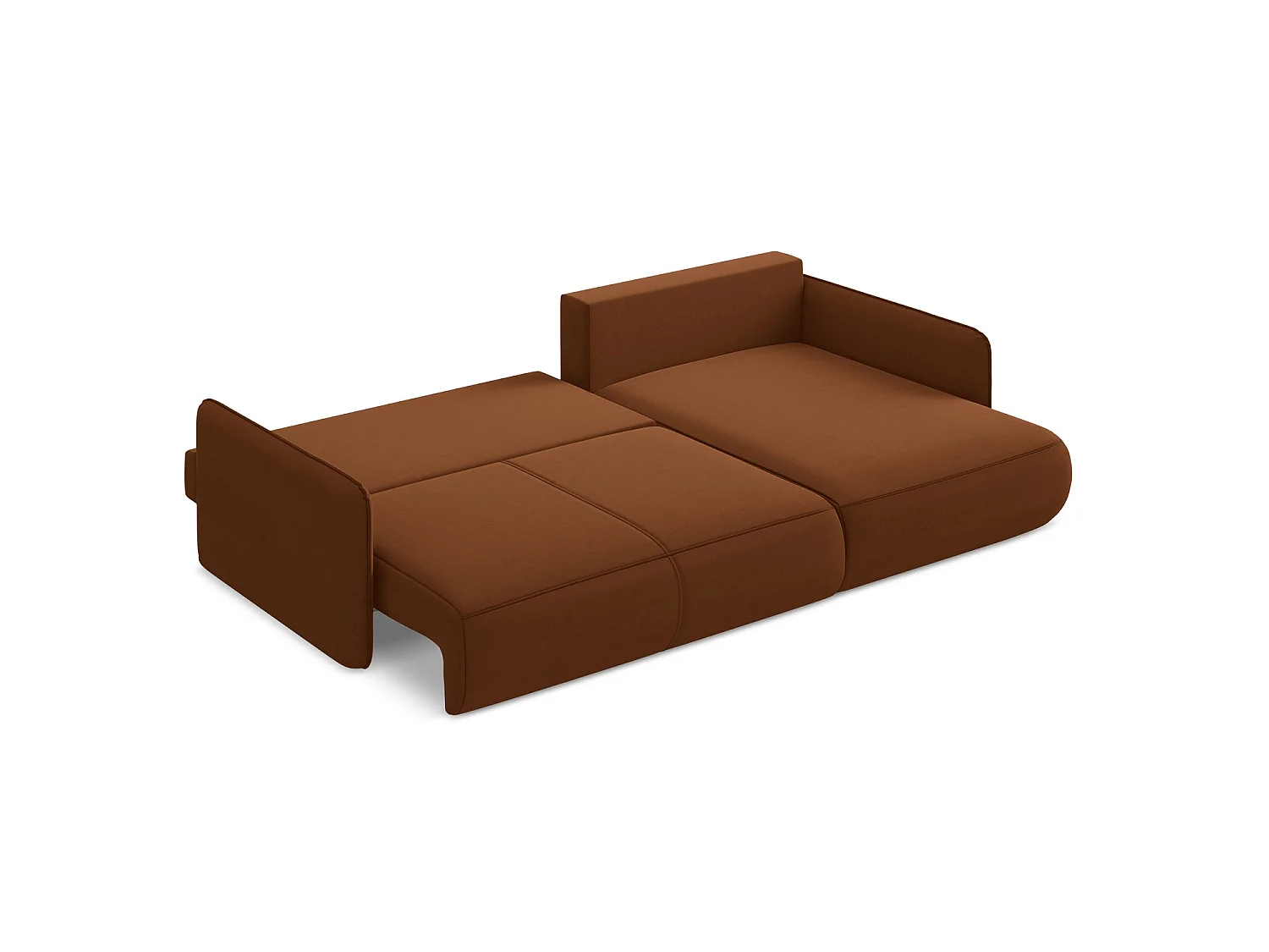 Ecksofa mit Schlaffunktion - Ecke Rechts - Samt - Terrakotta - PALERMO