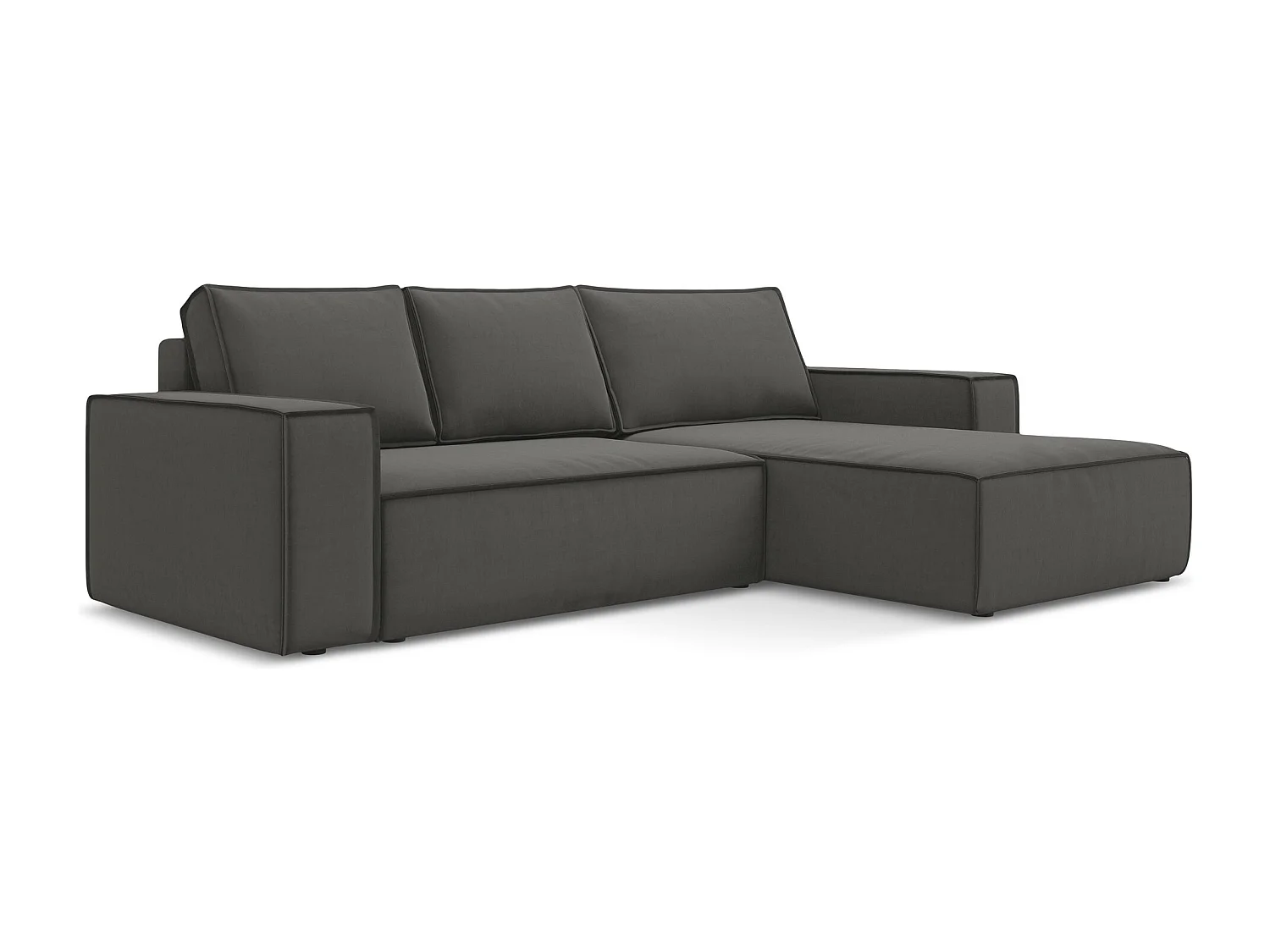 Ecksofa mit Schlaffunktion - Ecke Rechts - Samt - Stahl - KIMO
