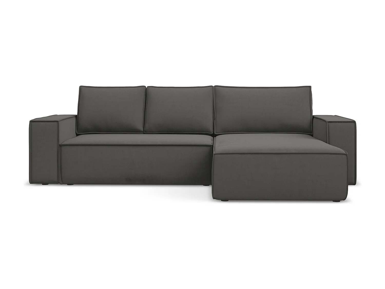 Ecksofa mit Schlaffunktion - Ecke Rechts - Samt - Stahl - KIMO
